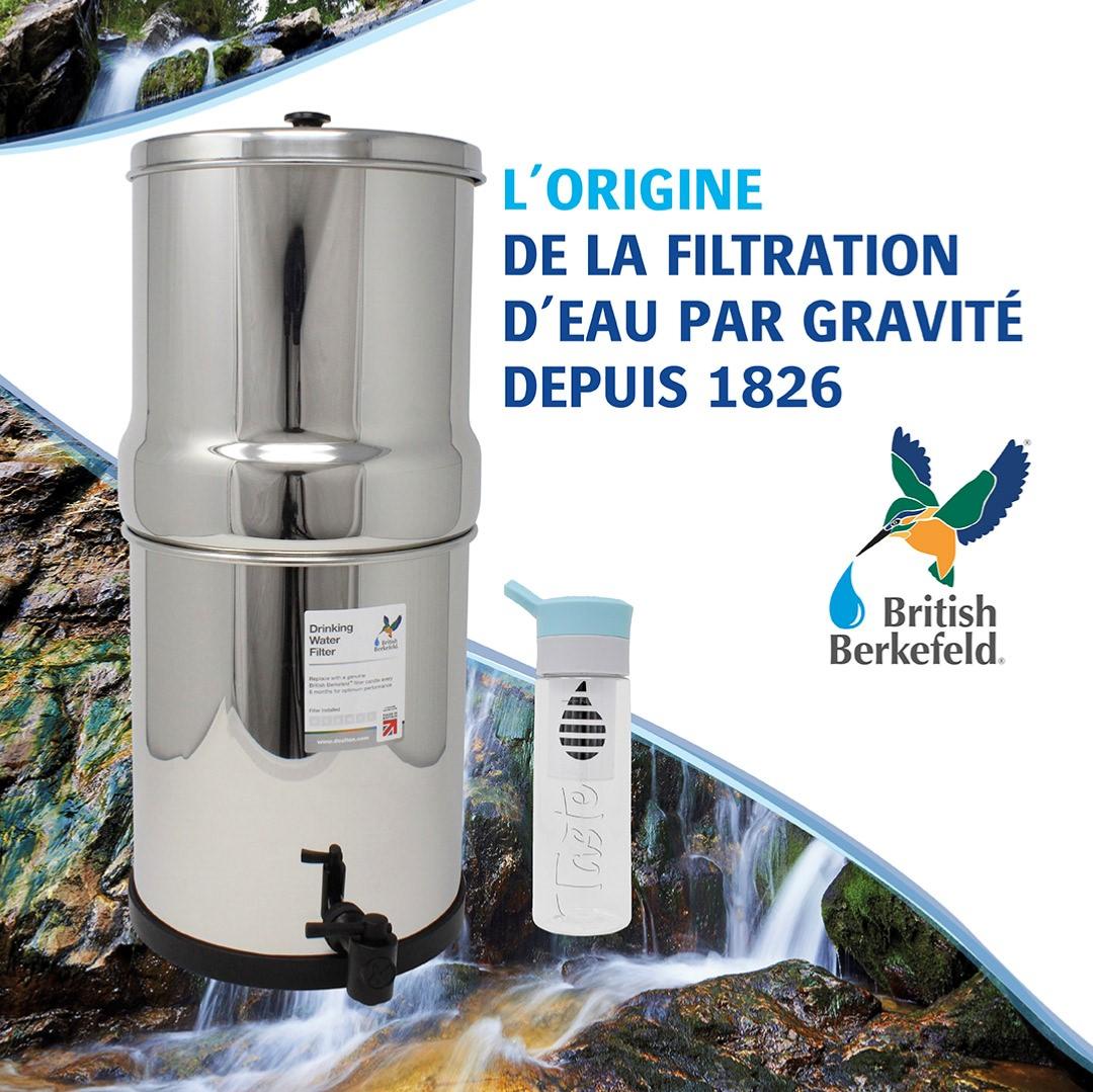 British Berkefeld - Purificateur d'eau à gravité British Berkefeld 8,5  litres équipé de 2 cartouches ultra sterasyl certifié NSF - Cartouche  filtre à eau - Achat & prix